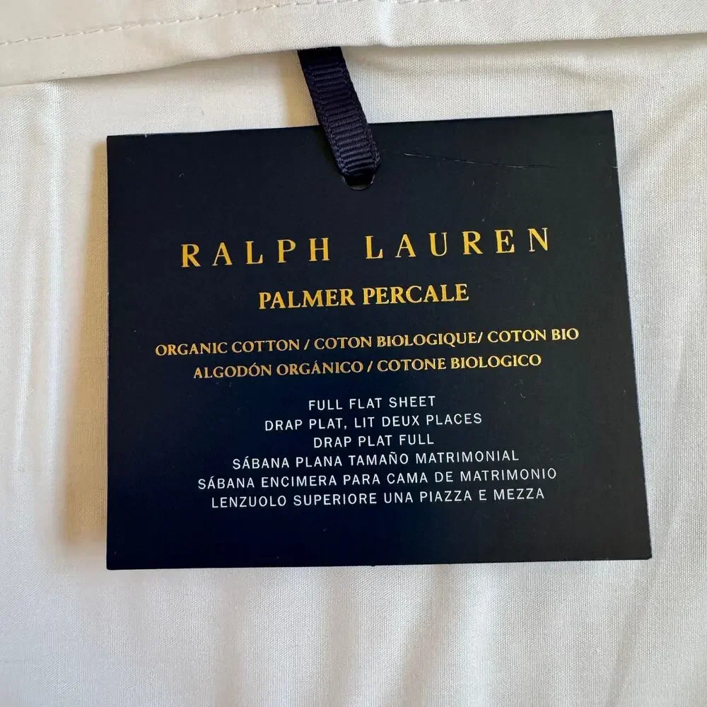 Ralph Lauren Organic Cotton Percale Palmer Full Flat Sheet Sand Dune NEW LUXURY